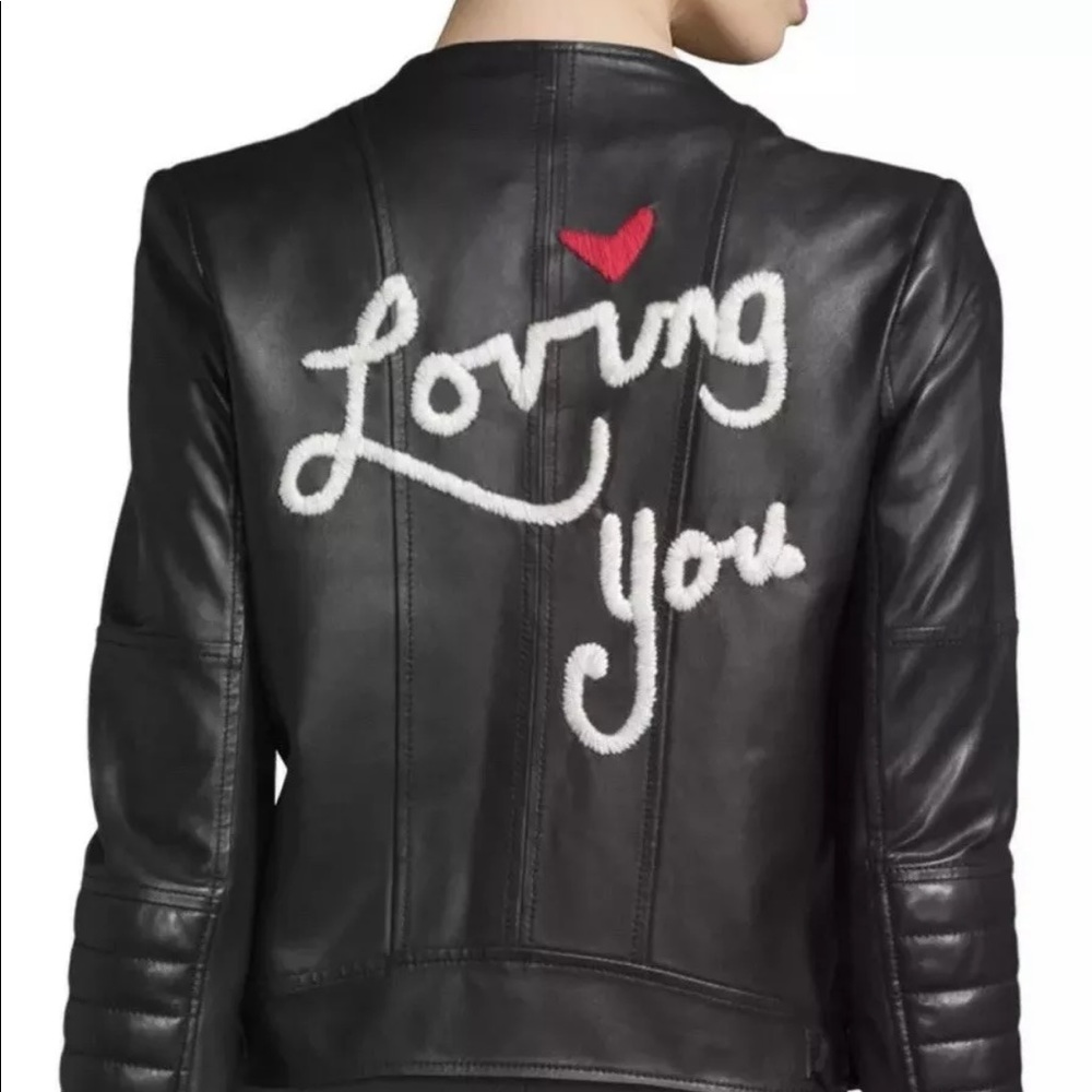 Alice & Olivia Gamma loving you leather jacket S RARE